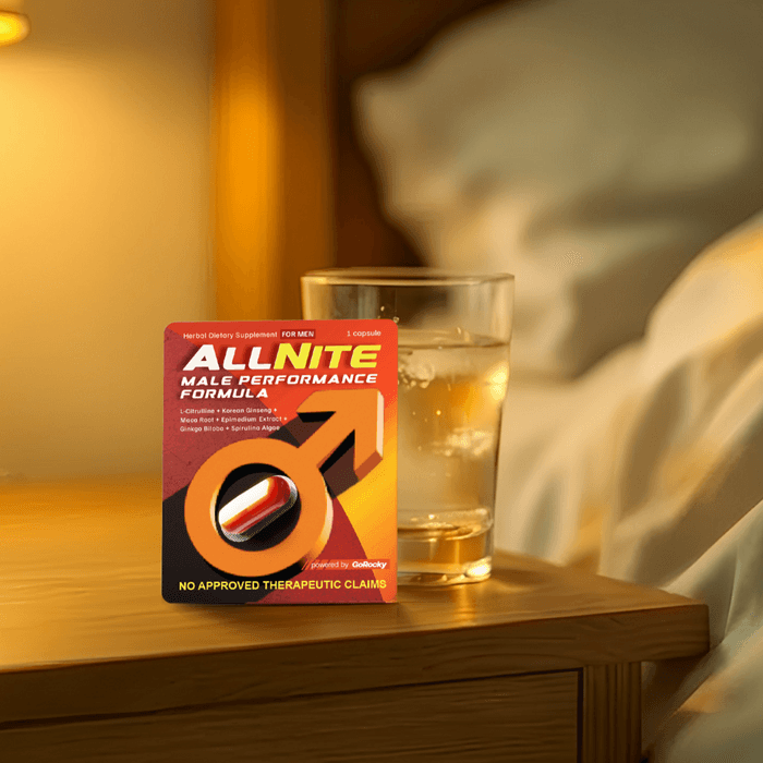AllNite box on a bedside table